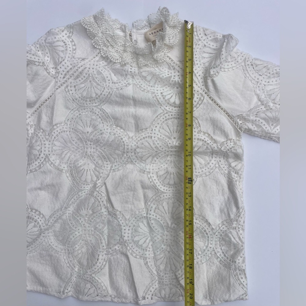 Sézane Bianca Ecru Eyelet Lace Blouse Organic Cotton Size 2 - Picture 14 of 14